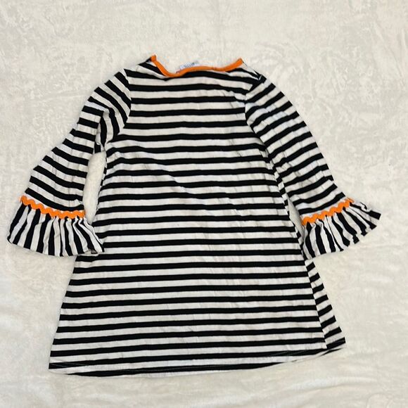 EUC Goodlad Black and White Stripe Pumpkin pocket dress with ruffle sleeve 3t - Picture 3 of 5